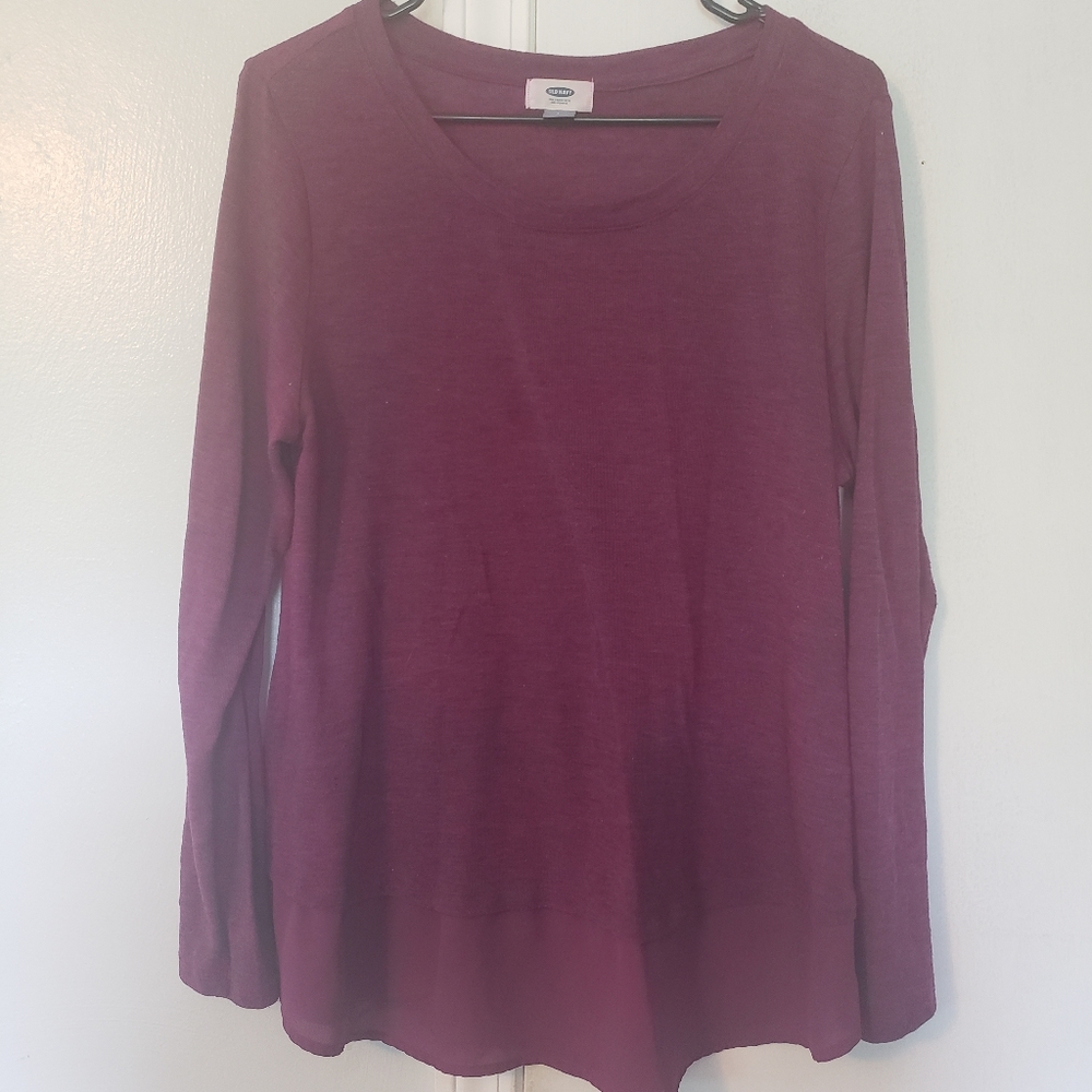 Long sleeve blouse with sheer underlay